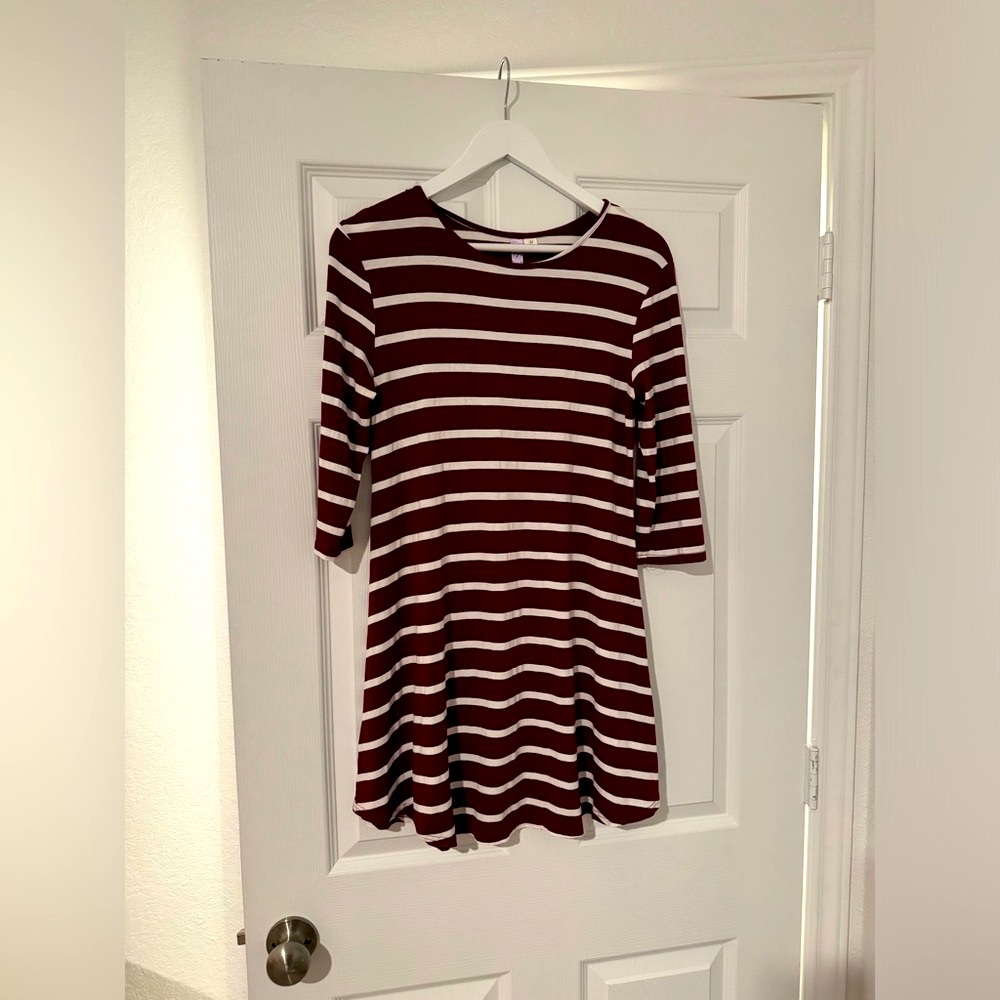 Alya Burgundy And White Striped Dress From Francescas